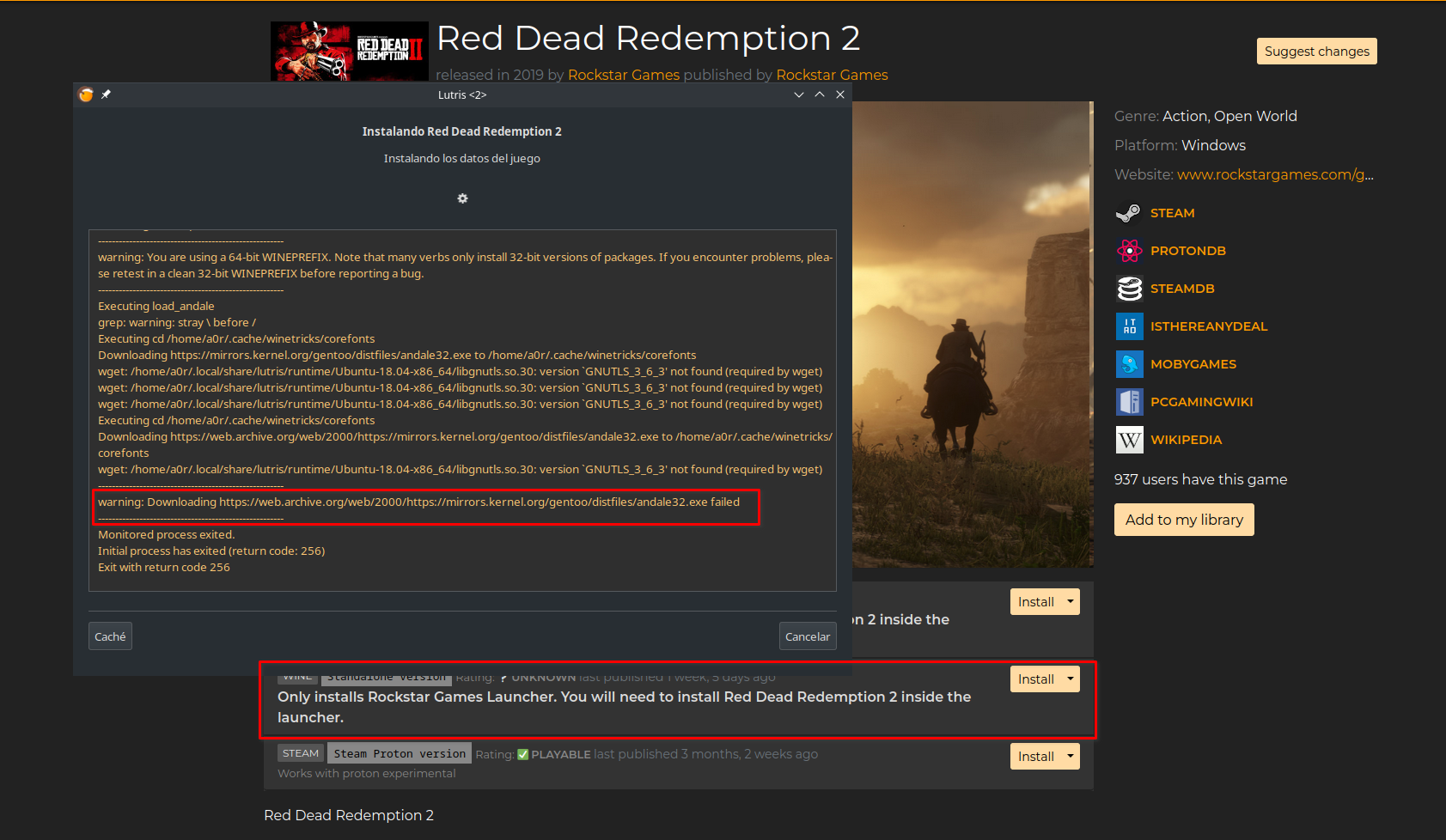Red Dead Redemption 2 - Lutris