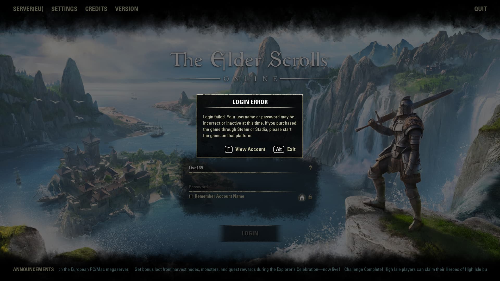 Eso login failed - Support - Lutris Forums