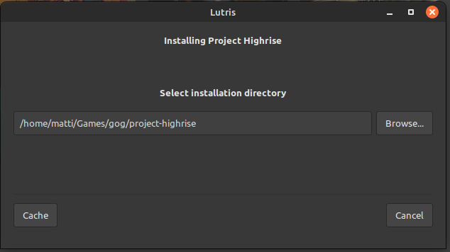 lutris install no continue